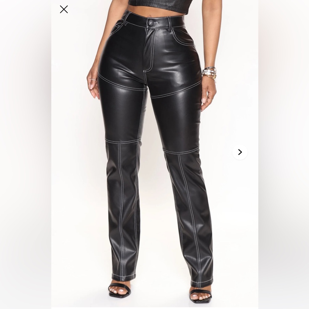 PrettyLittleThing Black Faux Leather Straight Leg Pants